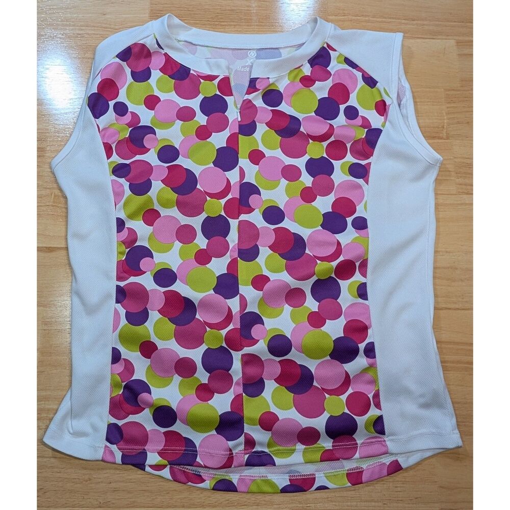 Bike Nashbar Women's Sleeveless Cycling‎ Jersey XL – Colorful Dots – Made in USA